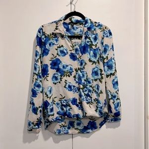Cross body floral blouse